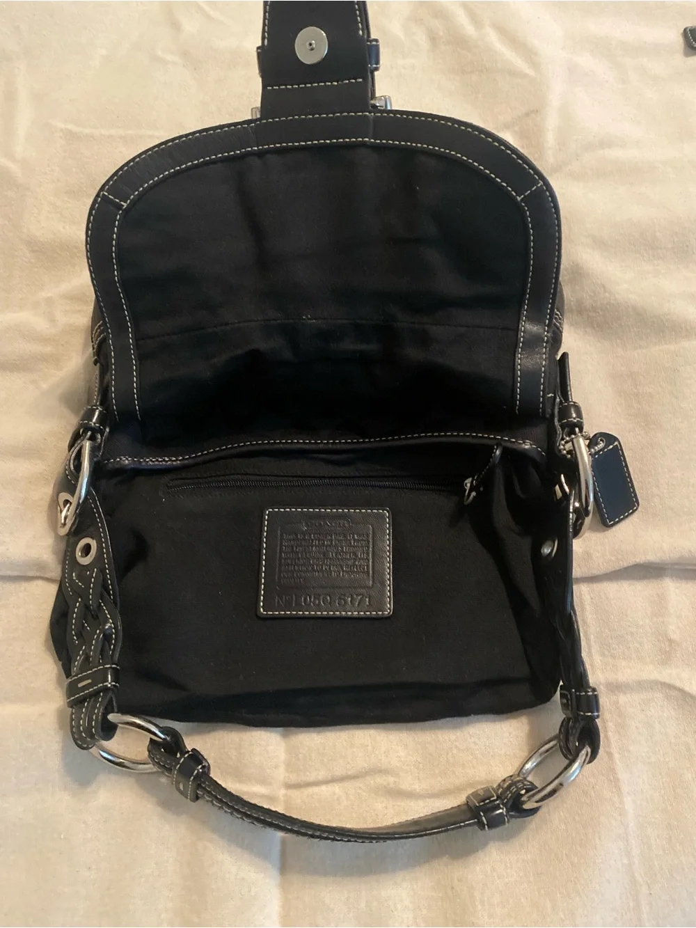 Small Coach Soho Flap Shoulder Bag – Black Signature Canvas